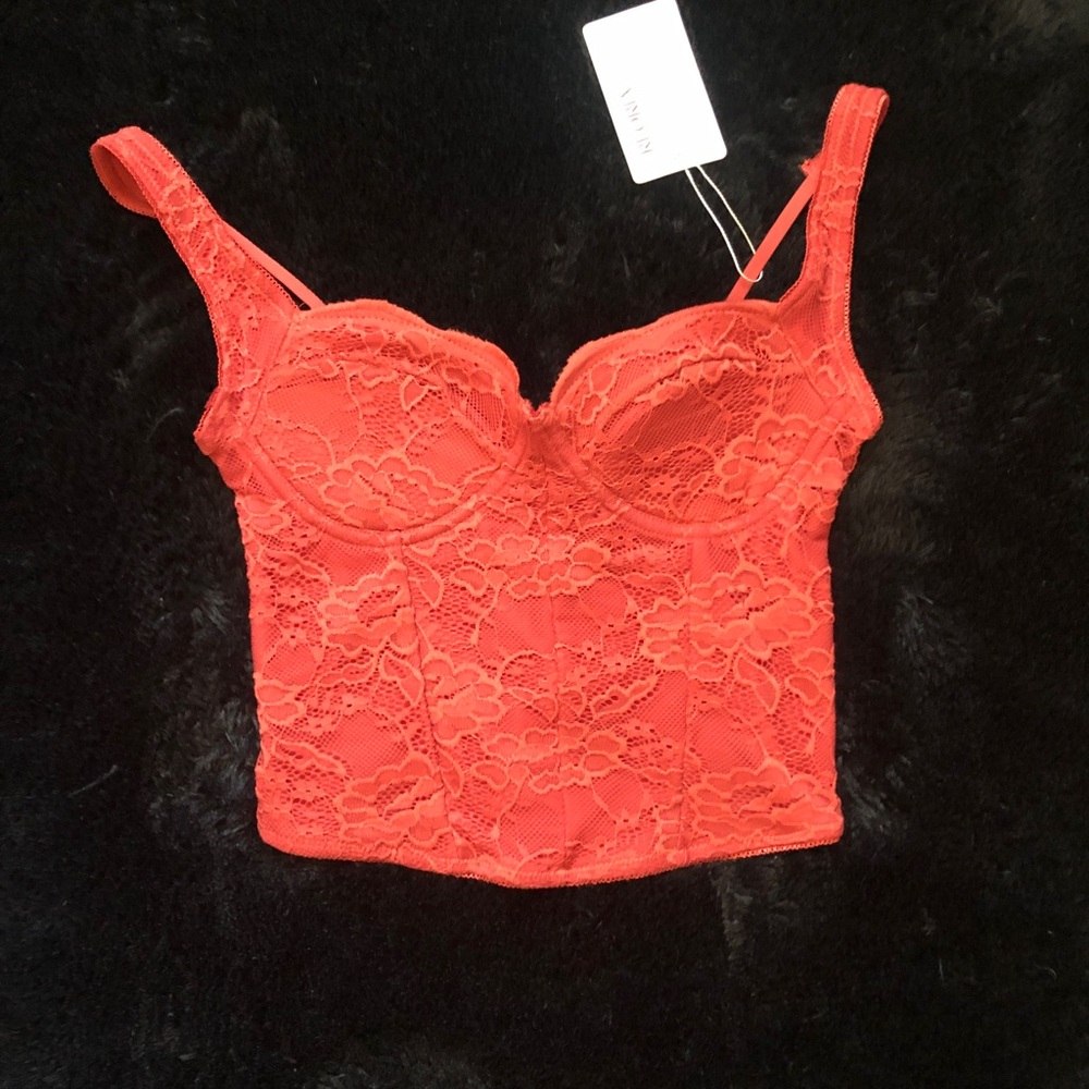 ReoRia Vibrant Red Lace Bustier